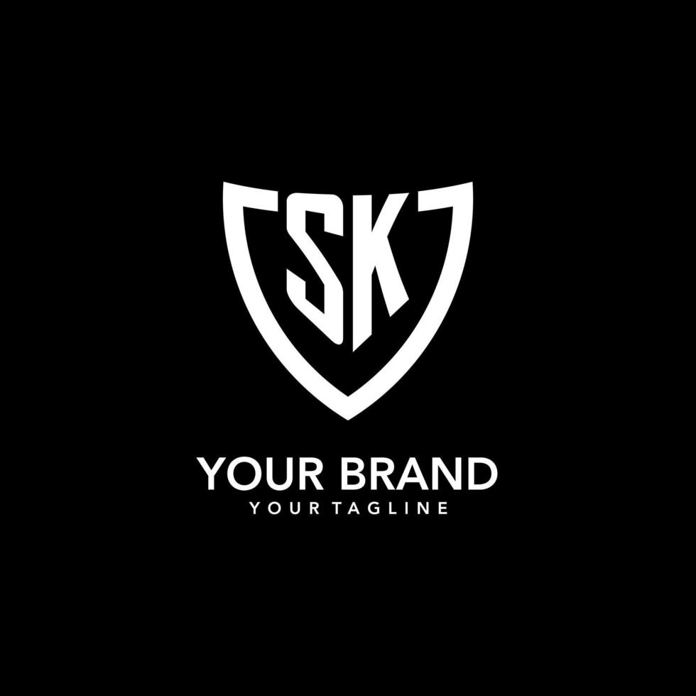 sk monogram första logotyp med rena modern skydda ikon design vektor