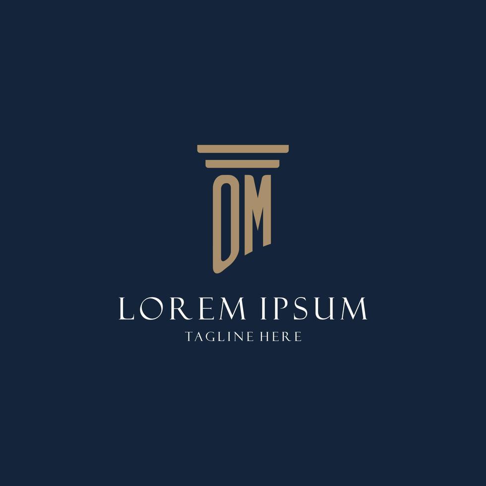 Om-Anfangsmonogramm-Logo für Anwaltskanzlei, Anwalt, Anwalt mit Säulenstil vektor
