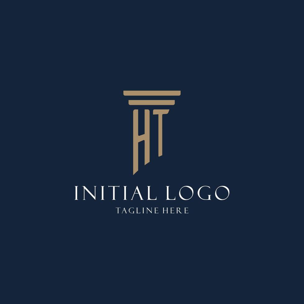 ht första monogram logotyp för lag kontor, advokat, förespråkare med pelare stil vektor
