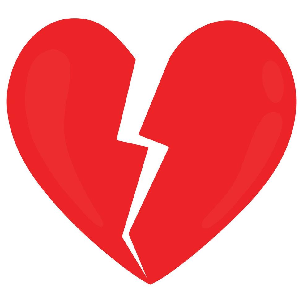 gebrochenes rotes Herz. Vektor-Illustration eines gebrochenen Herzens. Valentinstag. vektor