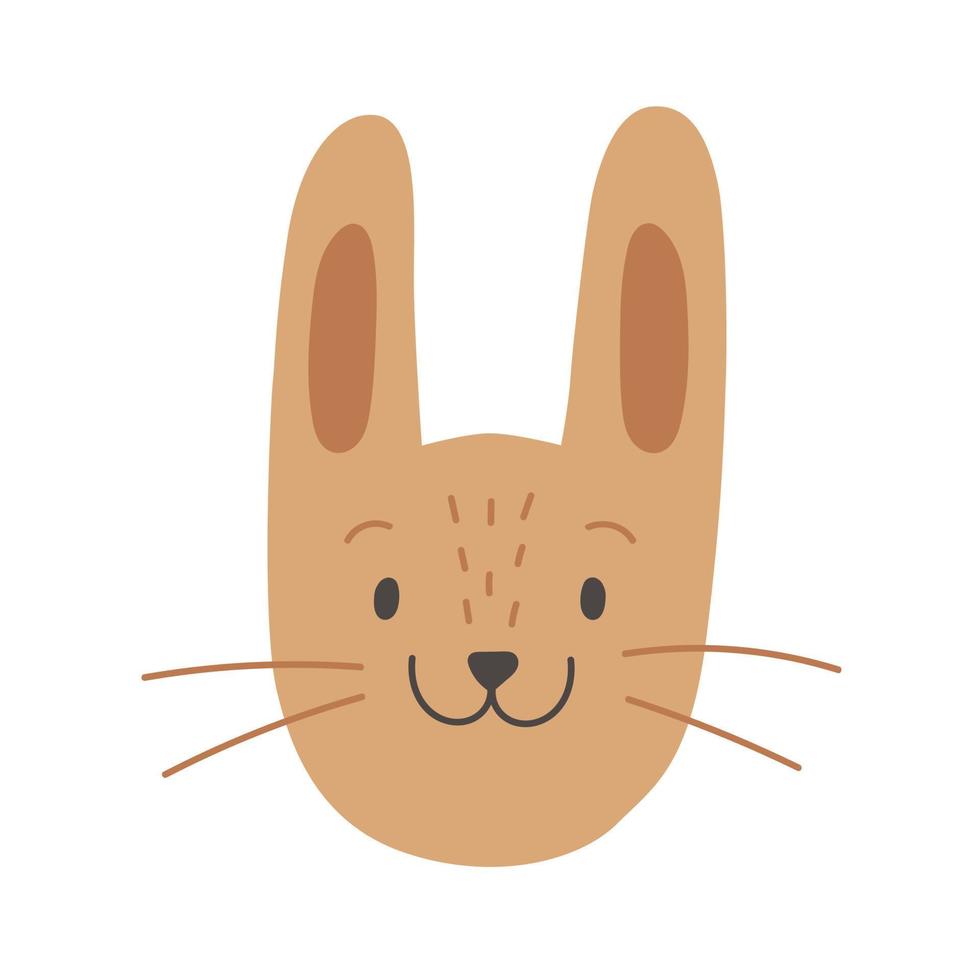 vektor brun kanin, huvud av söt kanin för barn