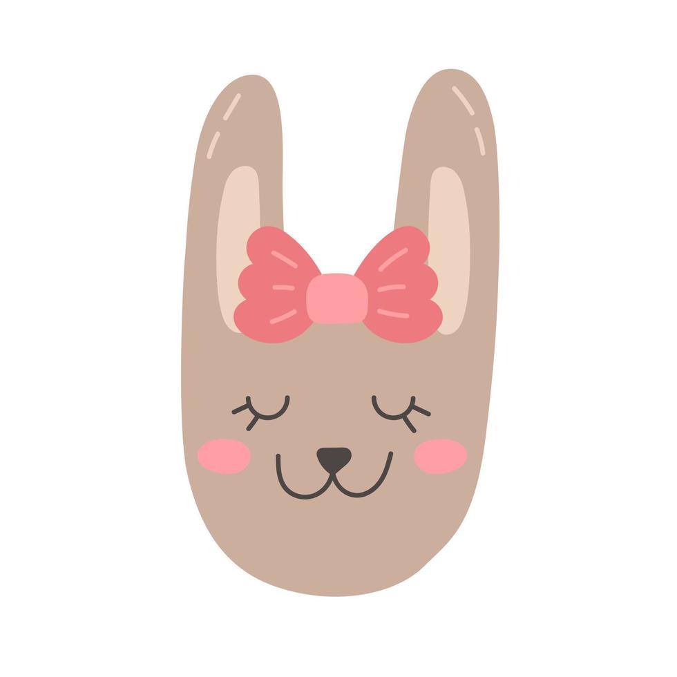 vektor flicka kanin med rosett, huvud av söt kanin för barn