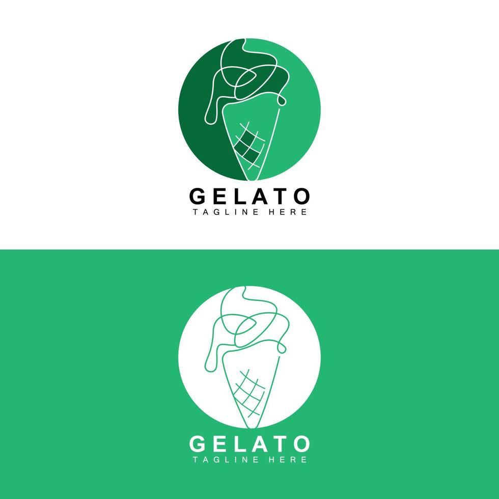 is grädde gelato logotyp design, ljuv mjuk kall mat, vektor varumärke företag Produkter