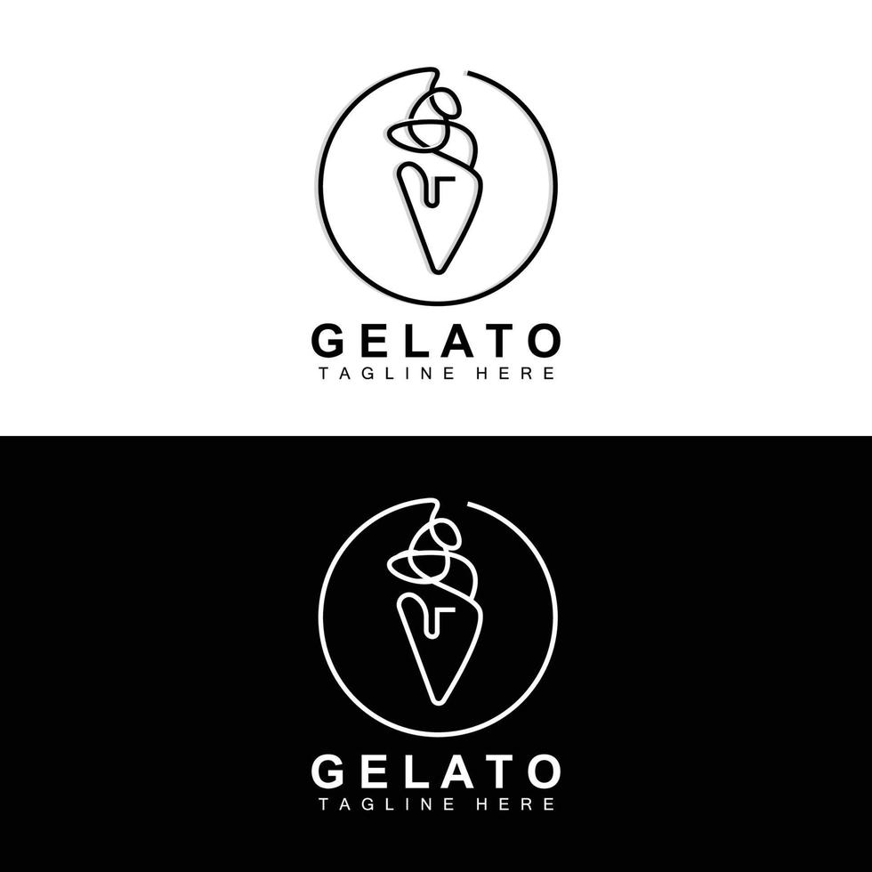 is grädde gelato logotyp design, ljuv mjuk kall mat, vektor varumärke företag Produkter