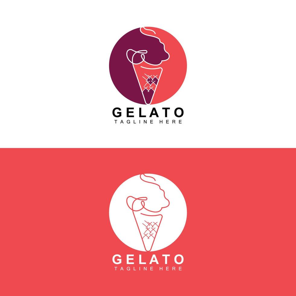 is grädde gelato logotyp design, ljuv mjuk kall mat, vektor varumärke företag Produkter