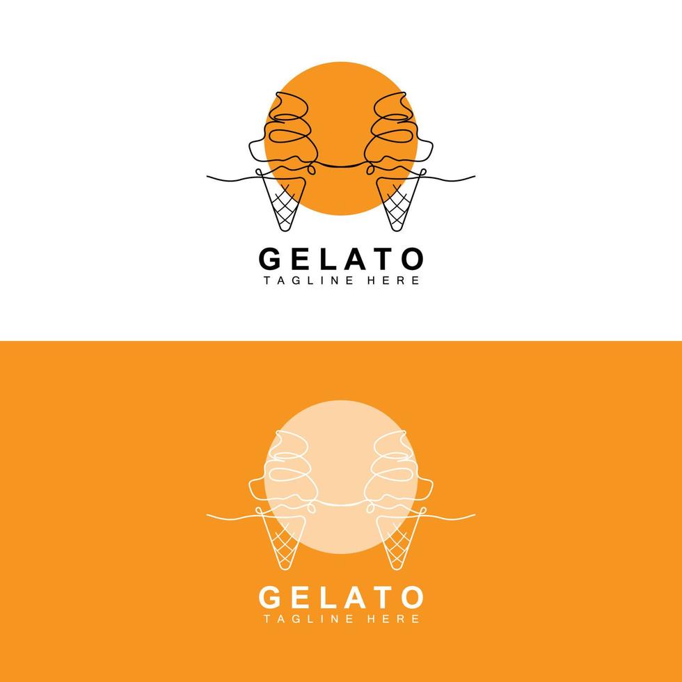 is grädde gelato logotyp design, ljuv mjuk kall mat, vektor varumärke företag Produkter