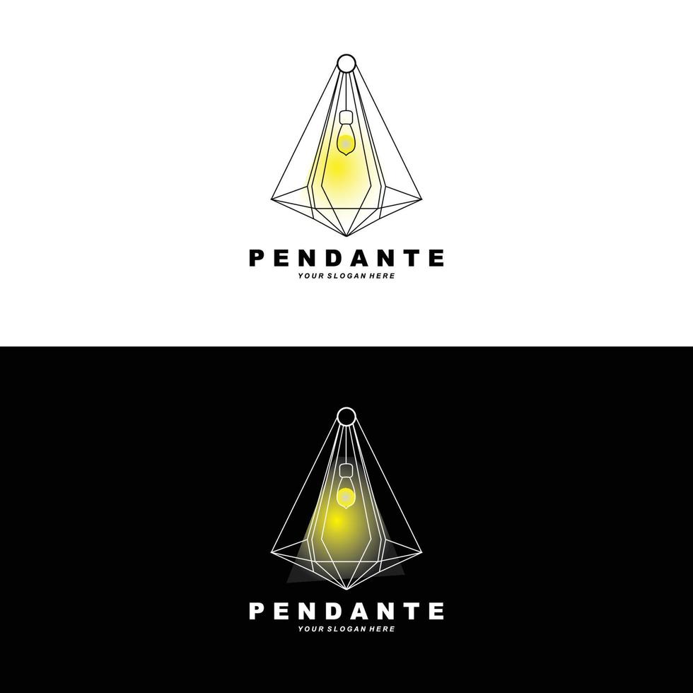 Hem dekoration hängande lampa logotyp, Hem möbel design vektor