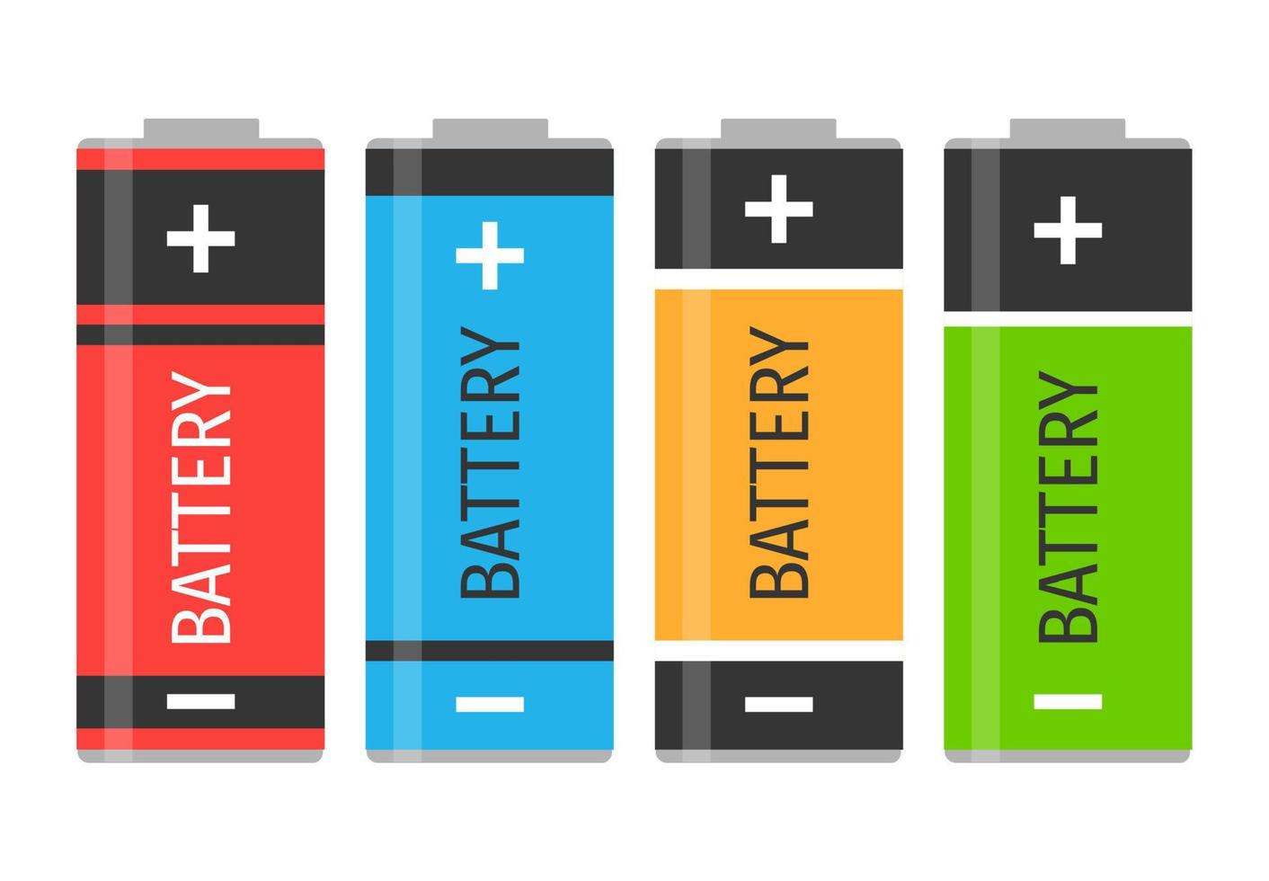 en uppsättning av fyra färgrik batterier. vektor illustration