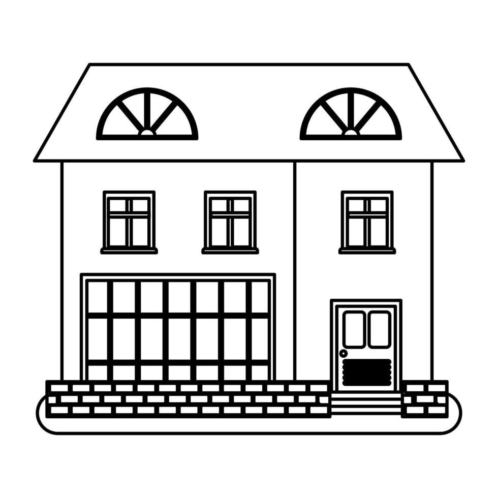 Haus im dünnen Linienstil auf weißem Hintergrund. Vektor-Illustration. vektor
