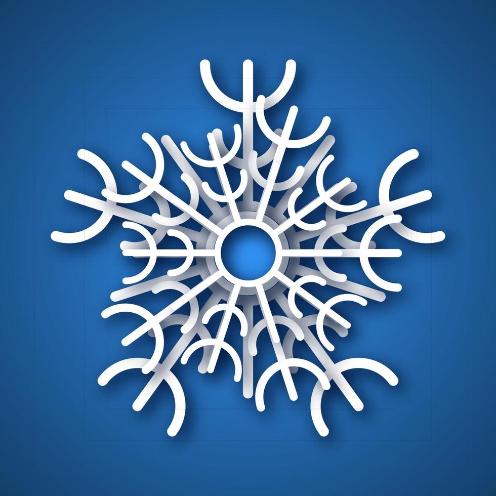 papper skära snöflinga. vit snöflinga på blå bakgrund. jul och ny år dekoration element. vektor illustration