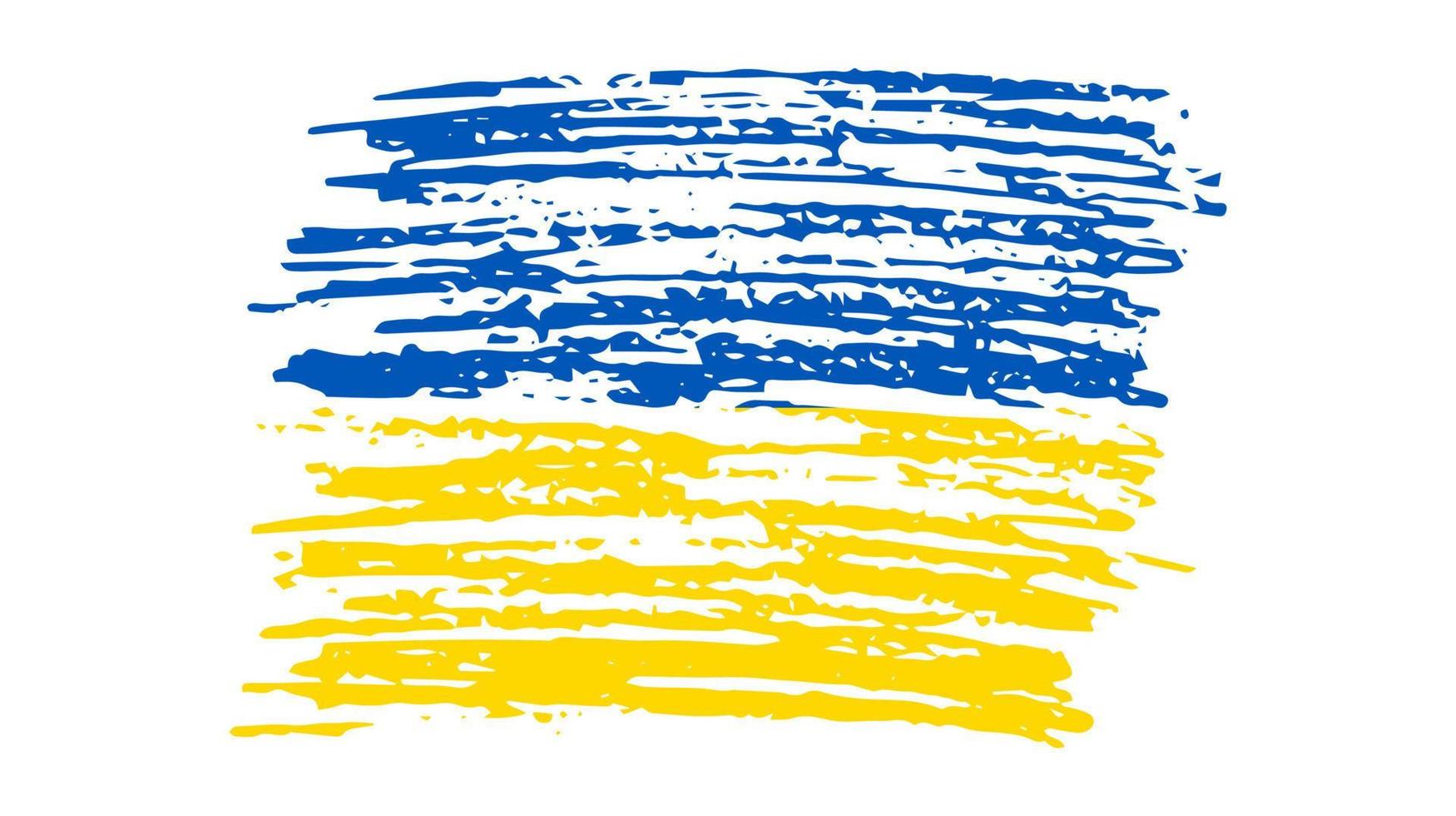 ukrainska nationell flagga i grunge stil. dragen förbi penna flagga av ukraina. vektor illustration