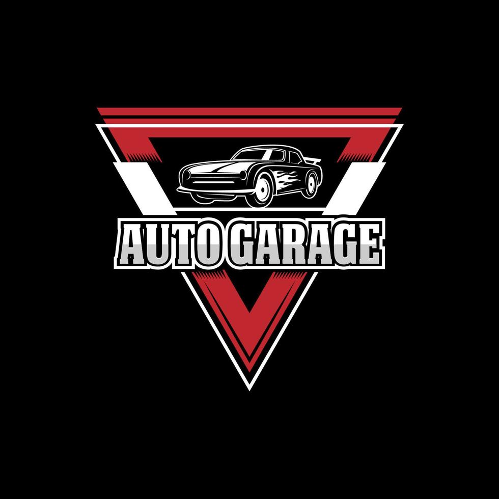 Autowerkstatt rustikales Logo-Design, Autoreparatur-Logo-Vorlage mit rustikalem, Vintage-, Retro-Stil vektor