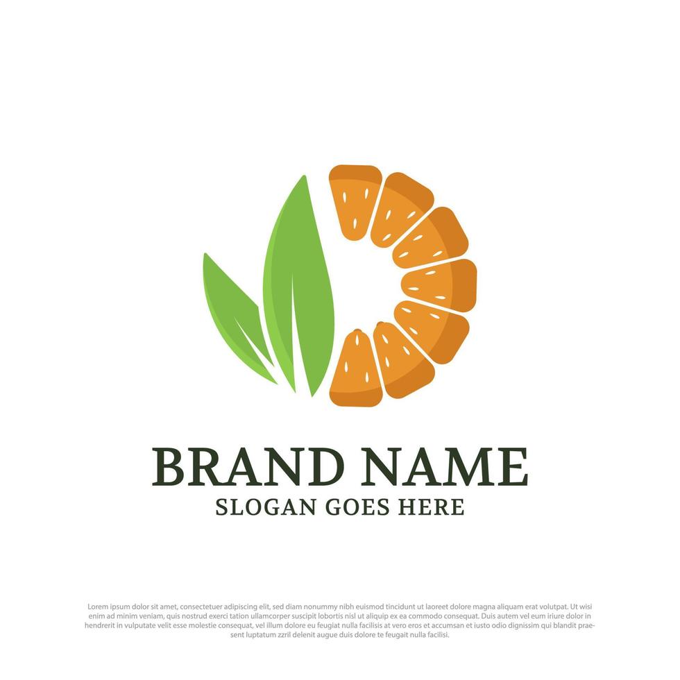 Bio-Orangensaft-Logo-Designs, Naturgetränke-Logo-Marke vektor