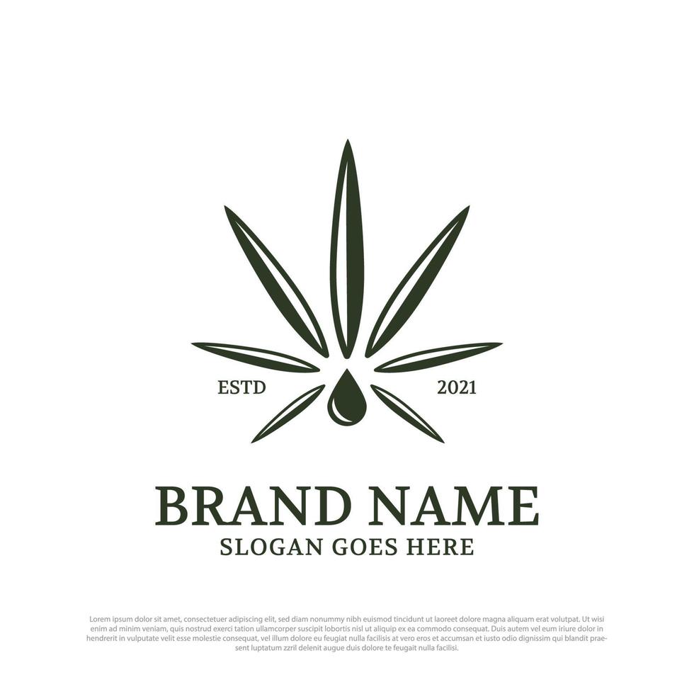 cannabis olja logotyp design inspiration, hampa medicinsk logotyp mall vektor