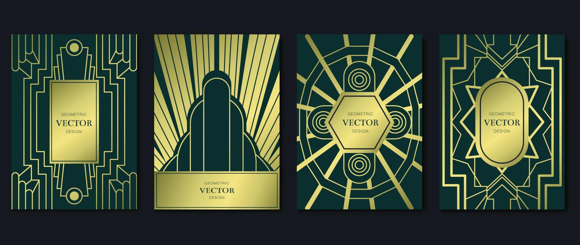 Design-Vektor für Luxus-Einladungskarten. abstraktes geometrisches Formmuster mit Farbverlauf und Art-Deco-Hintergrund. designillustration für glamouröse einladung, cover, vip-karte, druck, poster, tapete. vektor