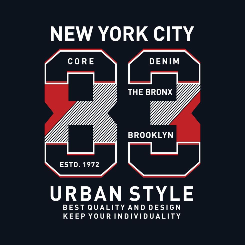 ny york brooklyn urban stil typografi t skjorta vektor