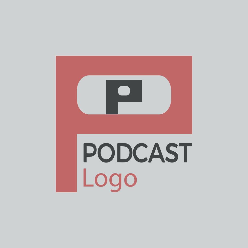 podcast demo redigerbar enkel rektangel och avrundad form logotyp vektor illustration design.