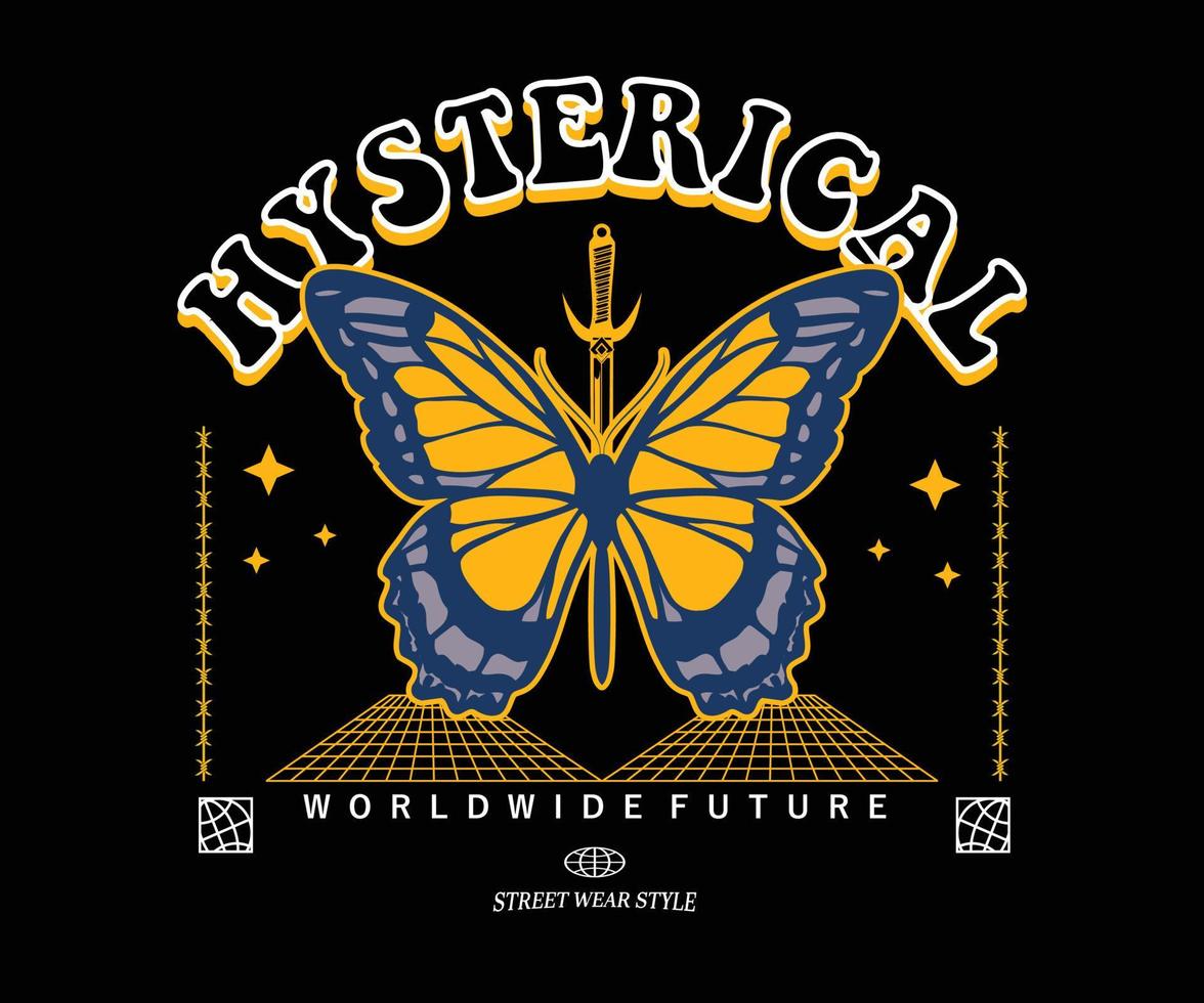 Hysterisches Vintage-Grafikdesign für kreative Kleidung, für Streetwear und urbanes T-Shirt-Design, Hoodies usw. vektor