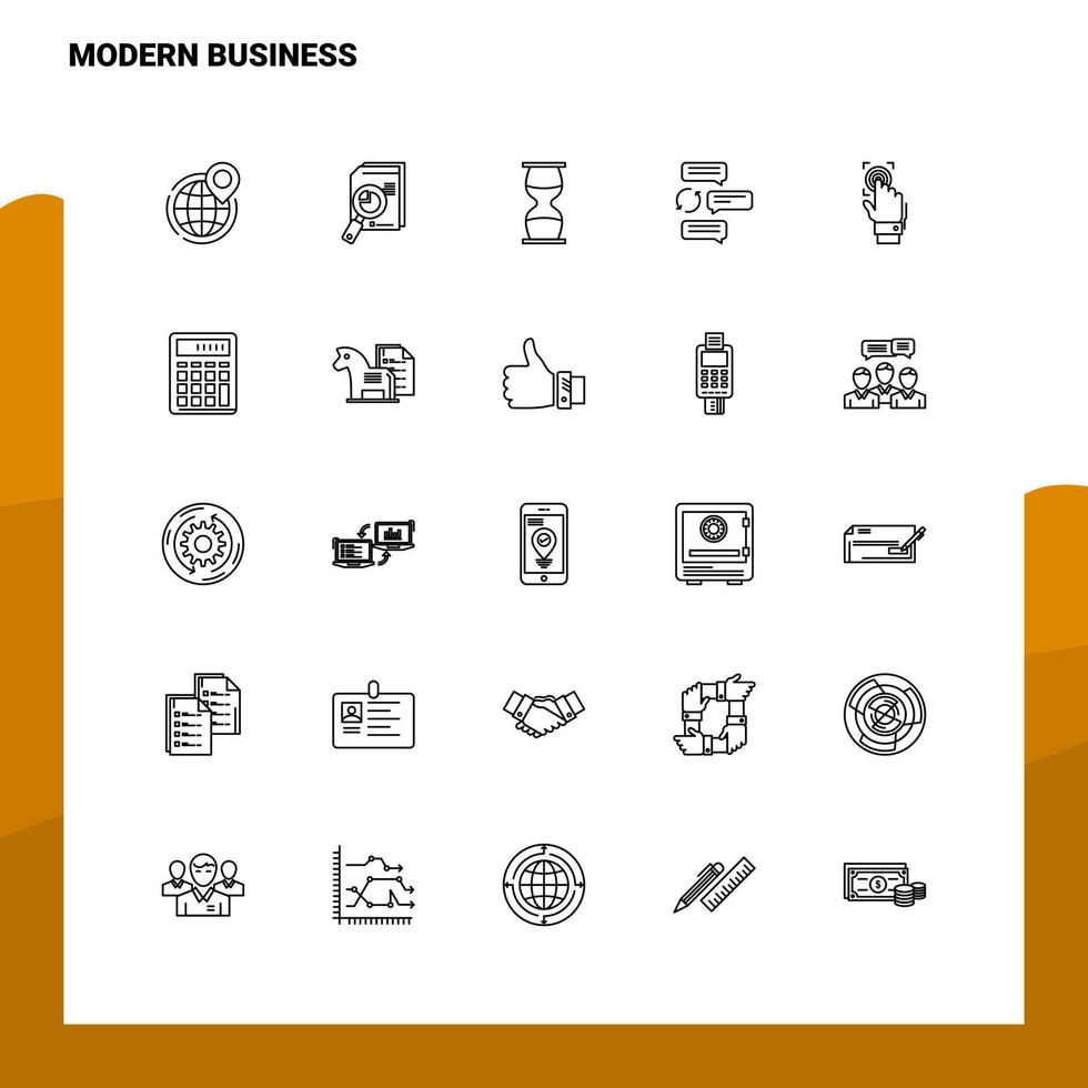 Satz von modernen Business Line Icon Set 25 Icons Vektor Minimalismus Stil Design schwarze Icons Set lineares Piktogrammpaket
