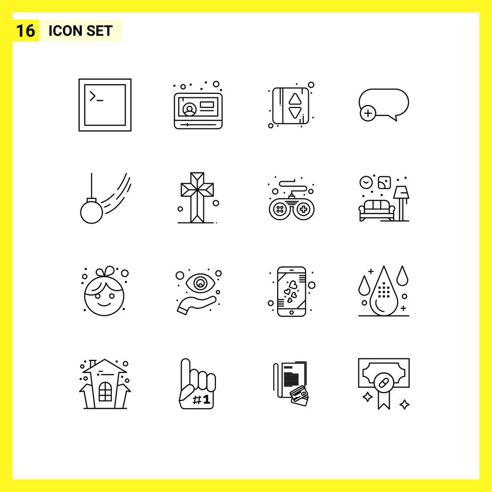 Aktienvektor-Icon-Pack mit 16 Zeilenzeichen und Symbolen für Kugelschaukel-Aufzugstür-Pendelnachricht editierbare Vektordesign-Elemente vektor