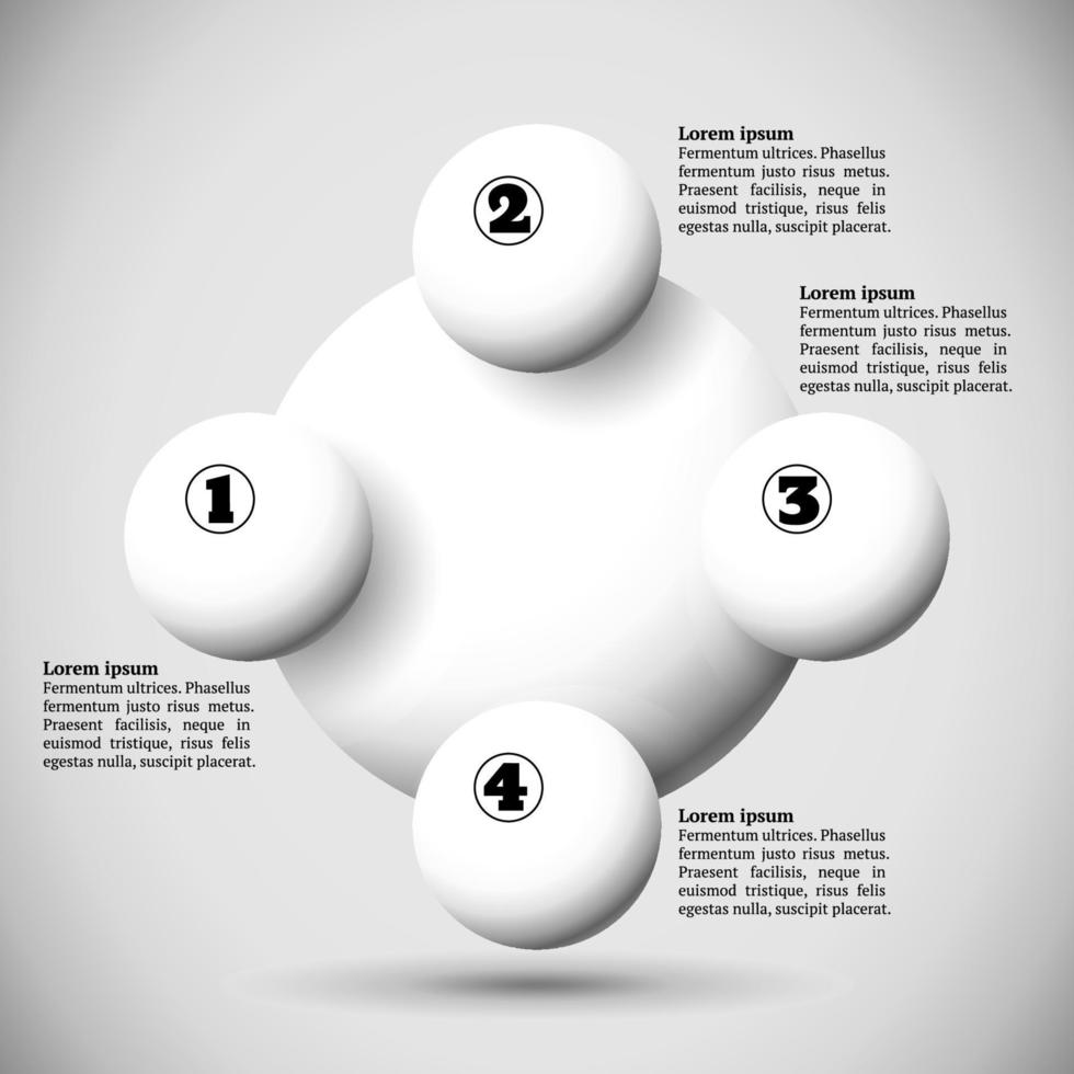 infografiken mit einer gruppe fliegender nummerierter weißer kugeln vektor