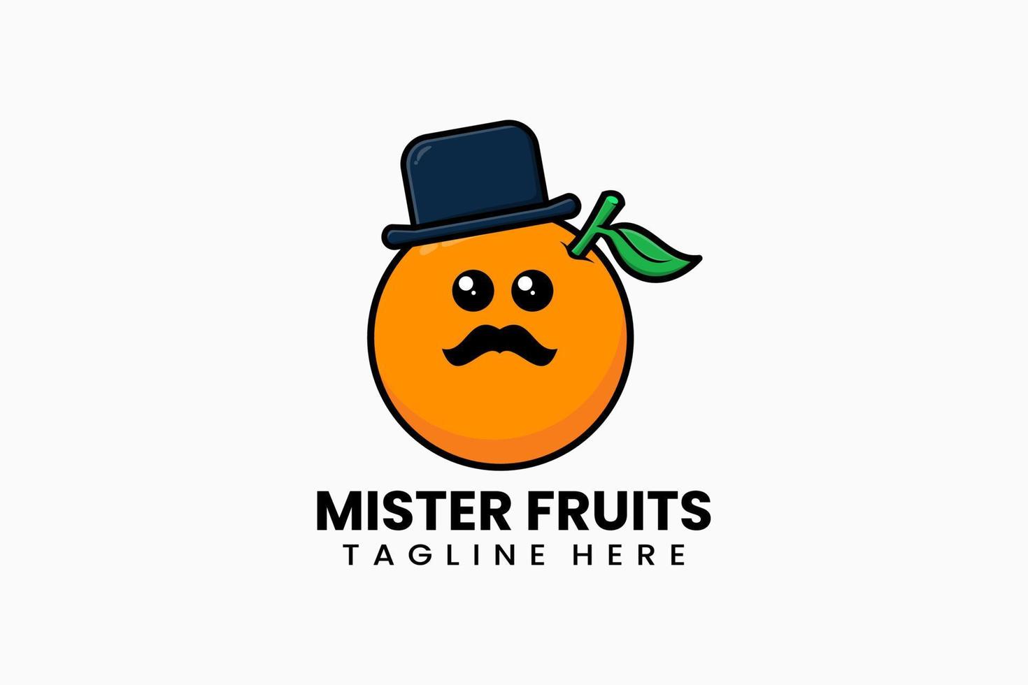 flaches modernes schablonenmister-orangenfruchtlogo vektor