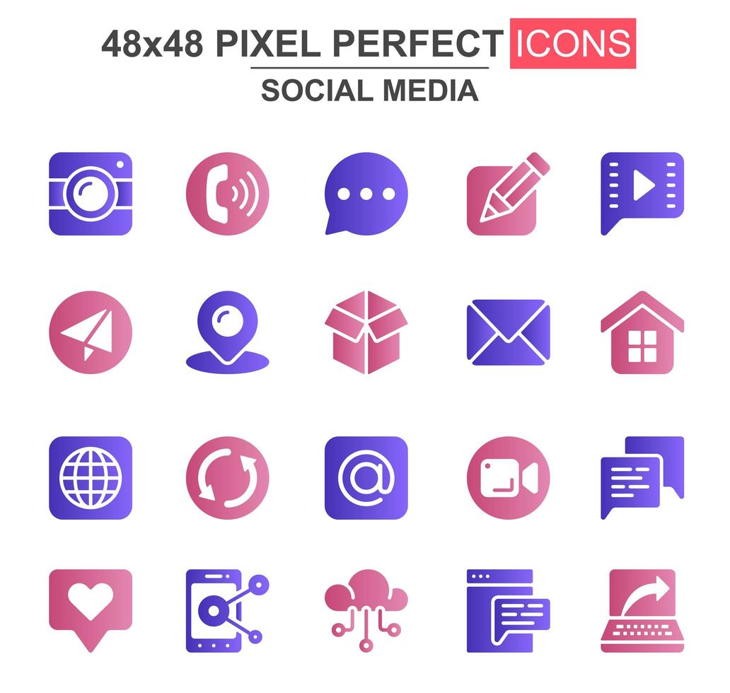 Social-Media-Glyphen-Icon-Set vektor