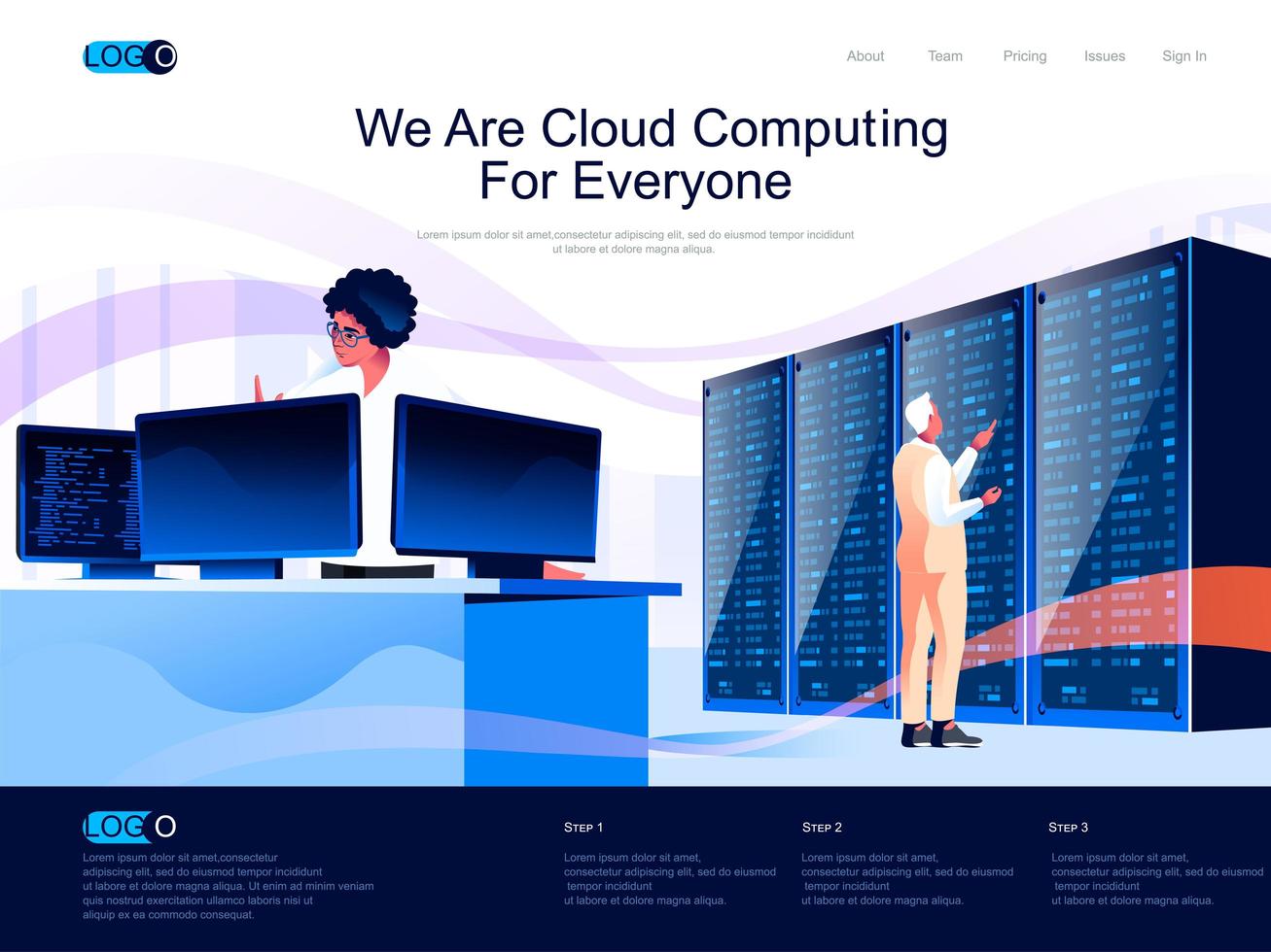 Wir sind Cloud Computing für alle Zielseiten vektor