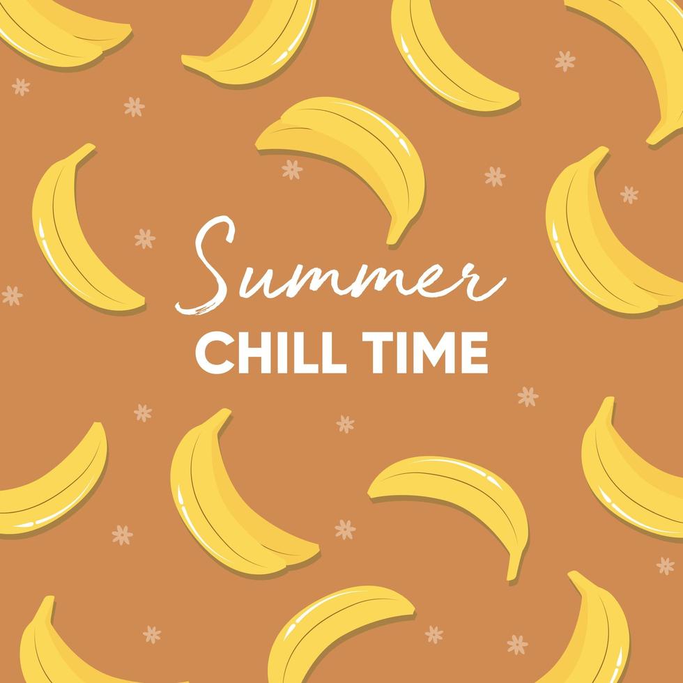 sommaren chill tid typografi slogan och färska bananer vektor