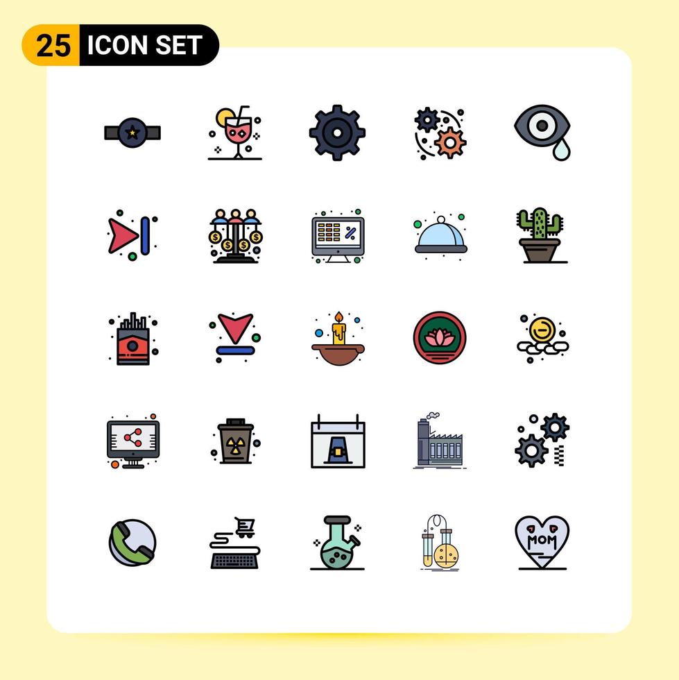 mobil gränssnitt fylld linje platt Färg uppsättning av 25 piktogram av labb biologi glas redskap utveckling redigerbar vektor design element