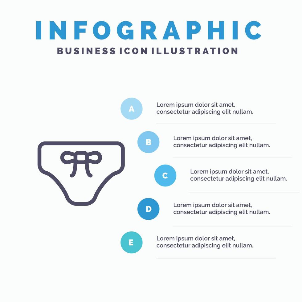 strand bikini kläder Kläder linje ikon med 5 steg presentation infographics bakgrund vektor