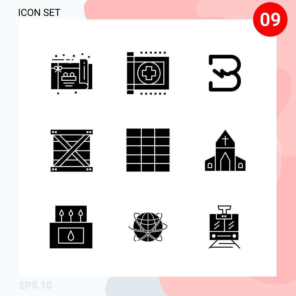Vektorpaket mit 9 Symbolen im soliden Stil kreatives Glyphenpaket isoliert auf weißem Hintergrund für Web und mobile kreative schwarze Symbolvektorhintergrund vektor