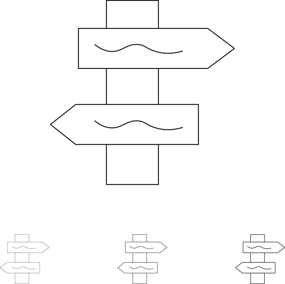 Index-Navigationsstraße Fett und dünne schwarze Linie Symbolsatz vektor