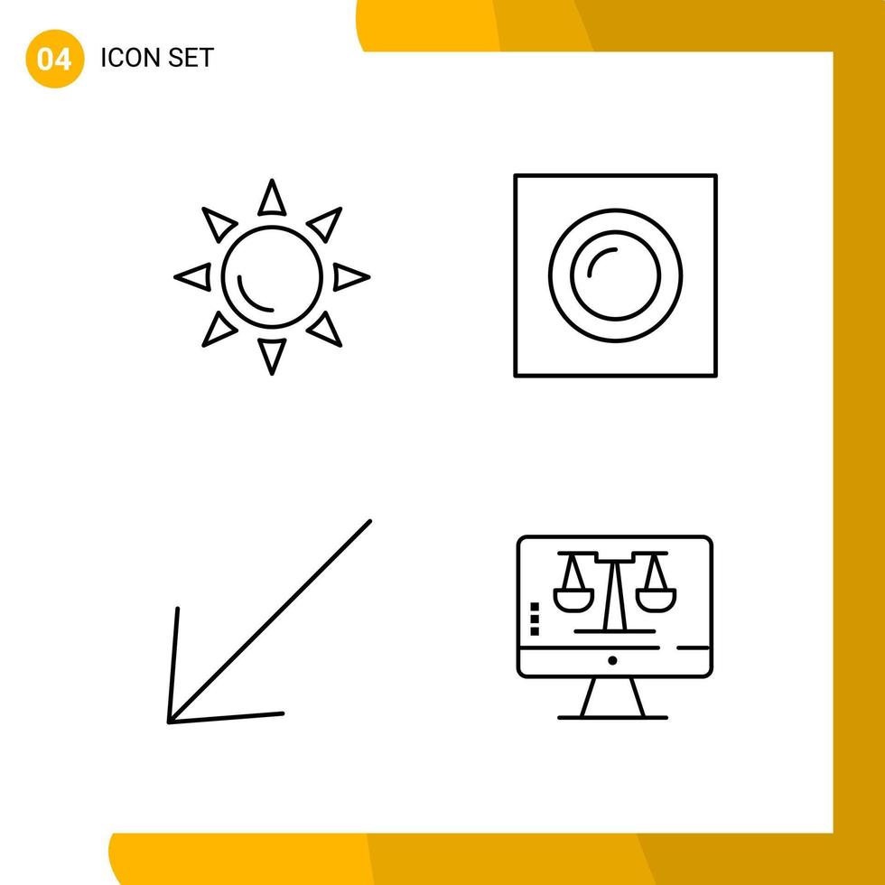 4 Icon Set Line Style Icon Pack Umrisssymbole isoliert auf weißem Hintergrund für responsive Website, die kreativen schwarzen Icon-Vektorhintergrund entwirft vektor