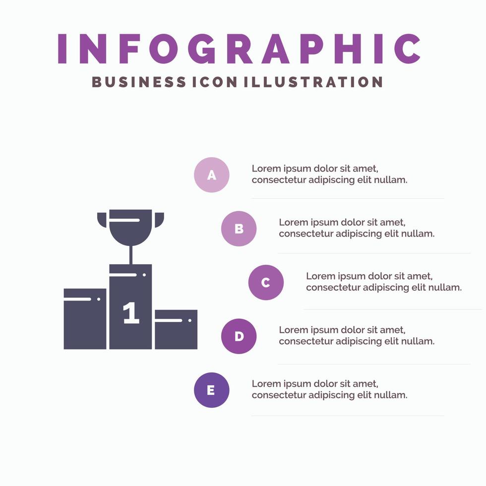 skål ceremoni mästare kopp bägare fast ikon infographics 5 steg presentation bakgrund vektor