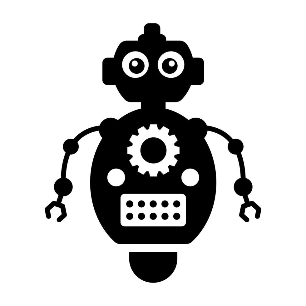 ai teknologisk testning parametrar platt ikon av mekanisk robot vektor