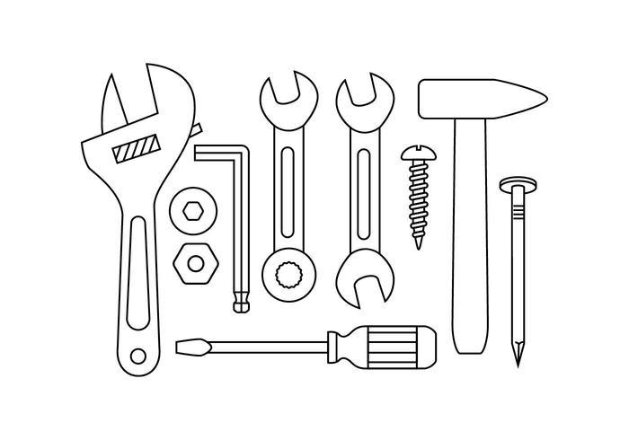 Kostenlose Tools Hardware Line Icon Vector