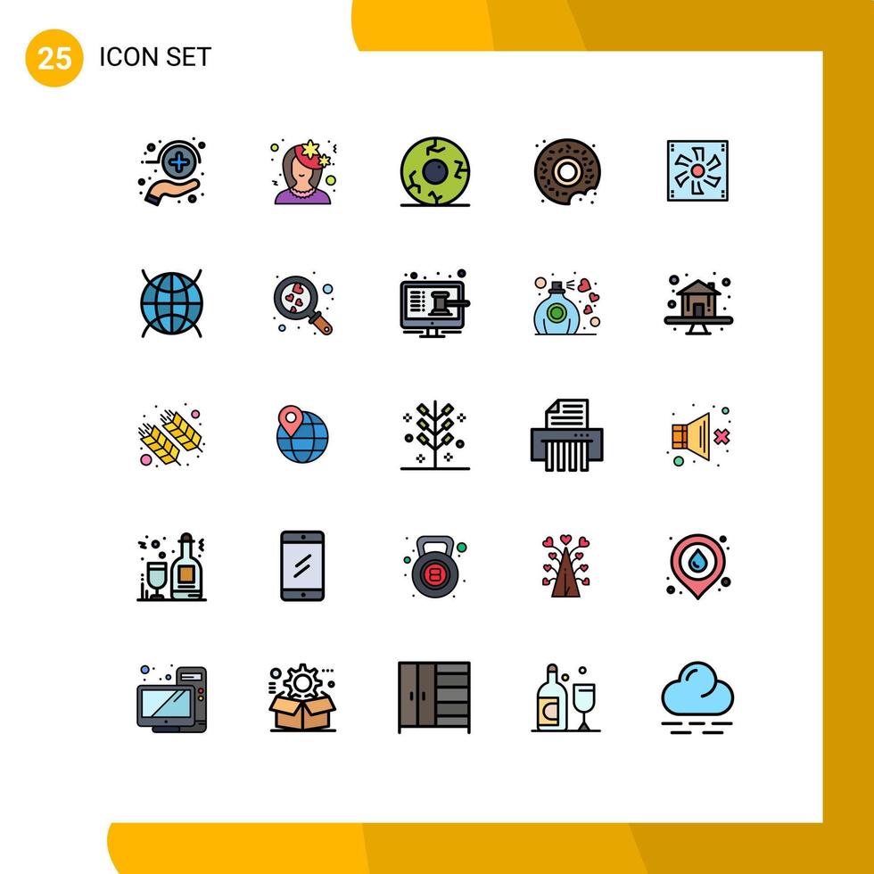 satz von 25 modernen ui symbolen symbole zeichen für computer süßigkeiten frau essen horror editierbare vektordesignelemente vektor