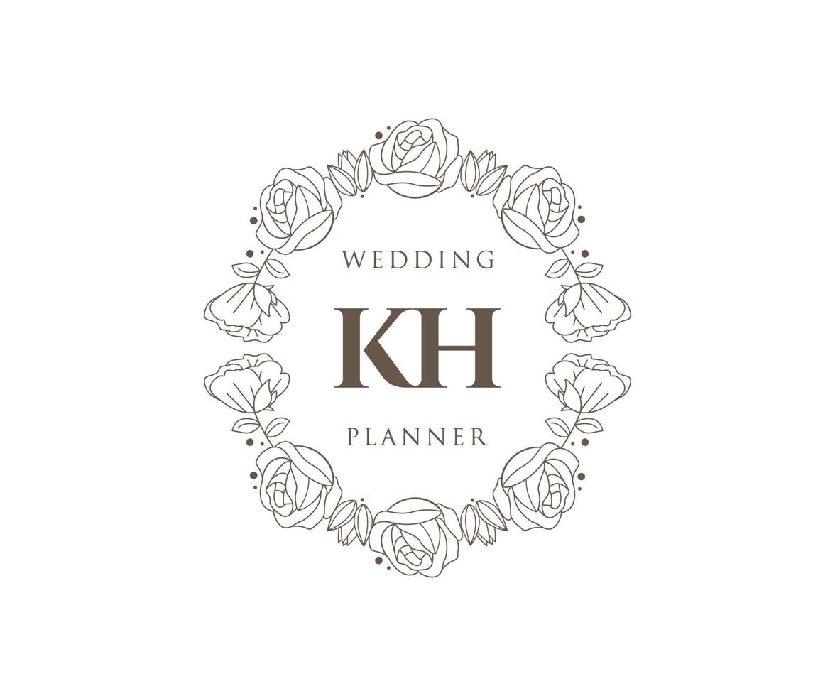 kh initials brief hochzeitsmonogramm logos sammlung, handgezeichnete moderne minimalistische und florale vorlagen für einladungskarten, save the date, elegante identität für restaurant, boutique, café im vektor