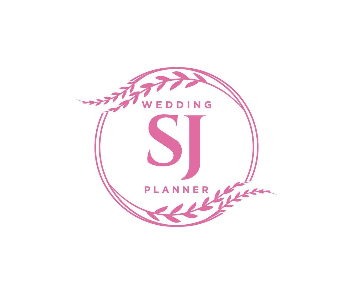 sj initialen brief hochzeitsmonogramm logos sammlung, handgezeichnete moderne minimalistische und florale vorlagen für einladungskarten, save the date, elegante identität für restaurant, boutique, café im vektor