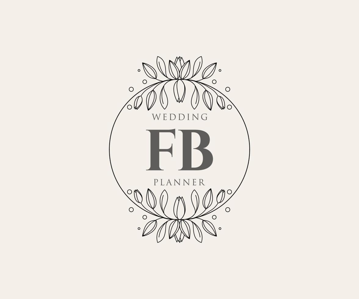 fb initialen brief hochzeitsmonogramm logos sammlung, handgezeichnete moderne minimalistische und florale vorlagen für einladungskarten, save the date, elegante identität für restaurant, boutique, café im vektor