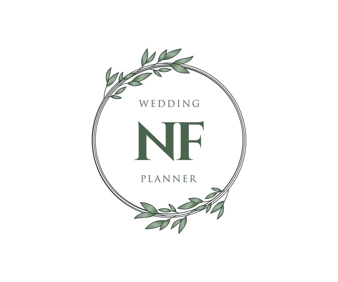 nf initialen brief hochzeitsmonogramm logos sammlung, handgezeichnete moderne minimalistische und florale vorlagen für einladungskarten, save the date, elegante identität für restaurant, boutique, café im vektor