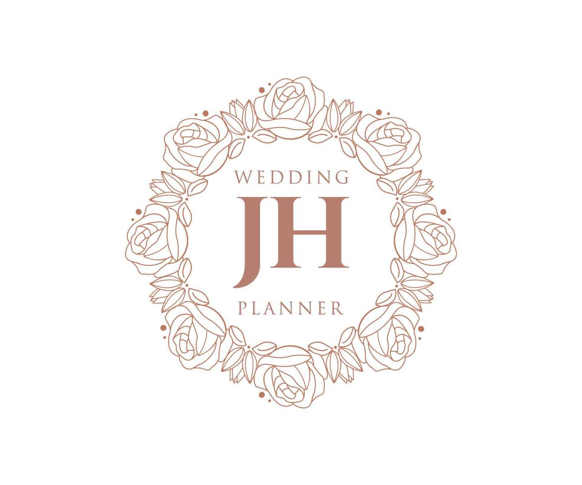 jh initialen brief hochzeitsmonogramm logos sammlung, handgezeichnete moderne minimalistische und florale vorlagen für einladungskarten, save the date, elegante identität für restaurant, boutique, café im vektor