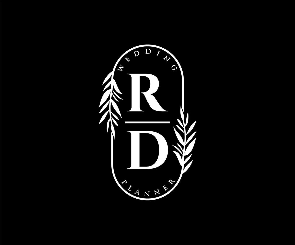 rd initialer brev bröllop monogram logotyper samling, hand dragen modern minimalistisk och blommig mallar för inbjudan kort, spara de datum, elegant identitet för restaurang, boutique, Kafé i vektor