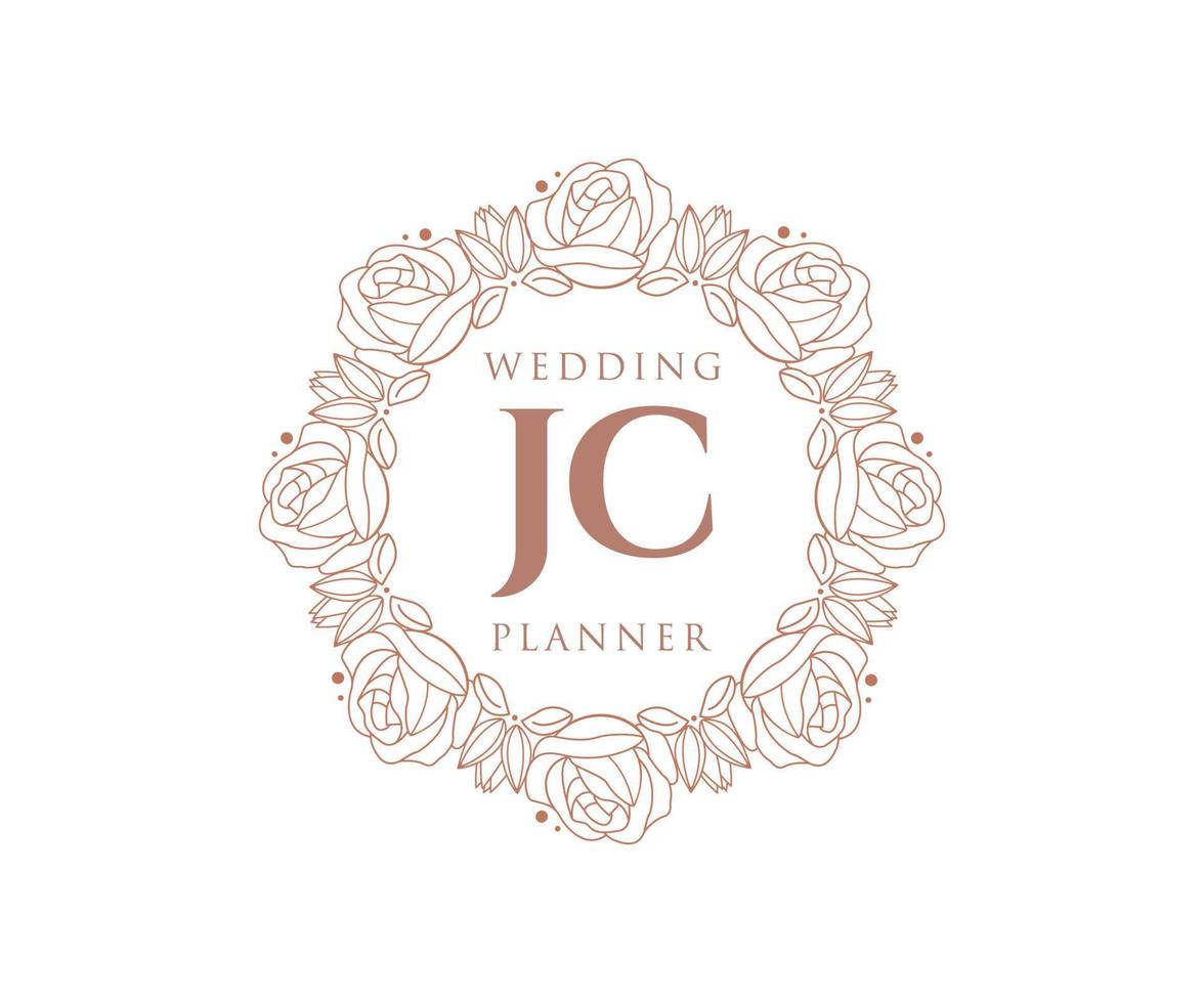 jc initialer brev bröllop monogram logotyper samling, hand dragen modern minimalistisk och blommig mallar för inbjudan kort, spara de datum, elegant identitet för restaurang, boutique, Kafé i vektor