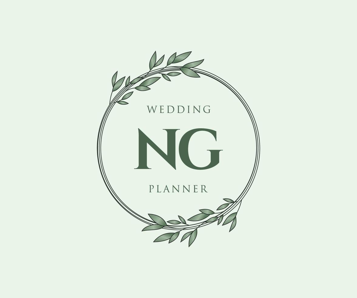 ng initialen brief hochzeit monogramm logos sammlung, handgezeichnete moderne minimalistische und florale vorlagen für einladungskarten, save the date, elegante identität für restaurant, boutique, café im vektor