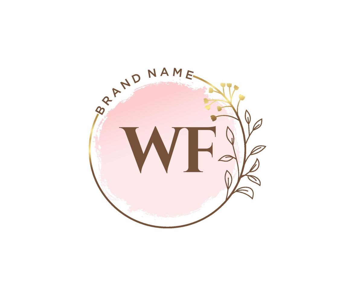 anfängliches wf feminines logo. verwendbar für Natur-, Salon-, Spa-, Kosmetik- und Schönheitslogos. flaches Vektor-Logo-Design-Vorlagenelement. vektor