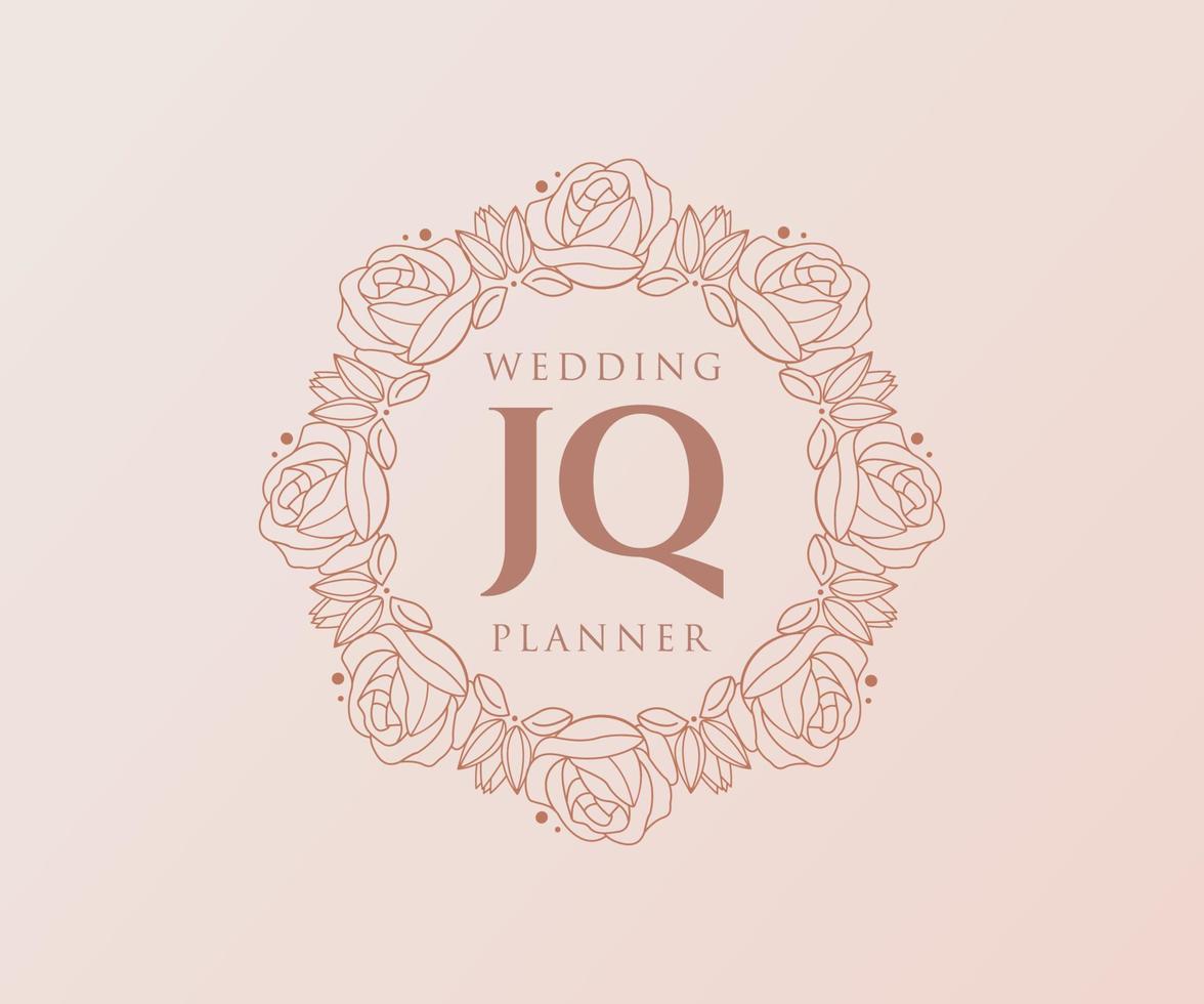 jq initialer brev bröllop monogram logotyper samling, hand dragen modern minimalistisk och blommig mallar för inbjudan kort, spara de datum, elegant identitet för restaurang, boutique, Kafé i vektor