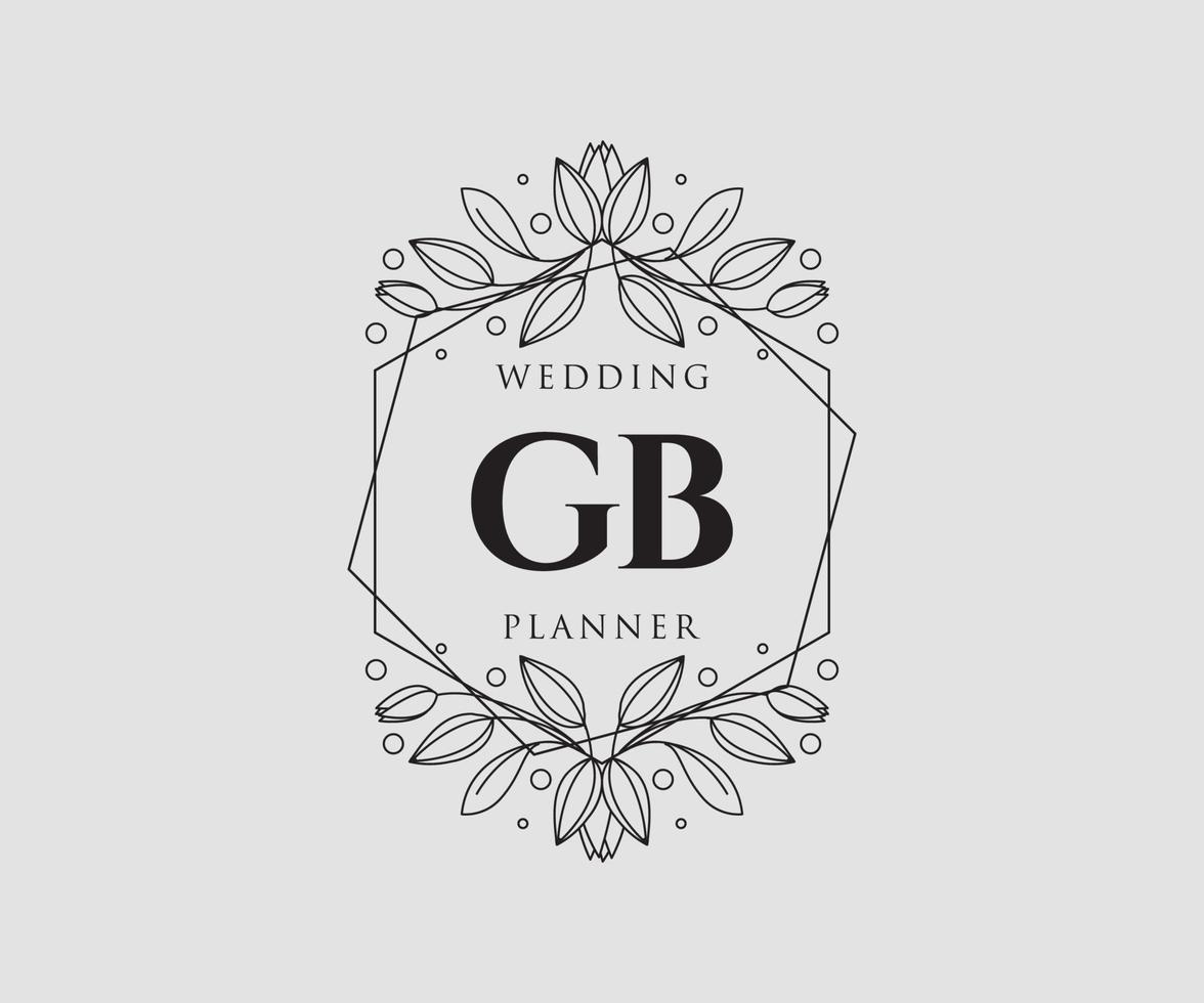 gb initialen brief hochzeitsmonogramm logos sammlung, handgezeichnete moderne minimalistische und florale vorlagen für einladungskarten, save the date, elegante identität für restaurant, boutique, café im vektor