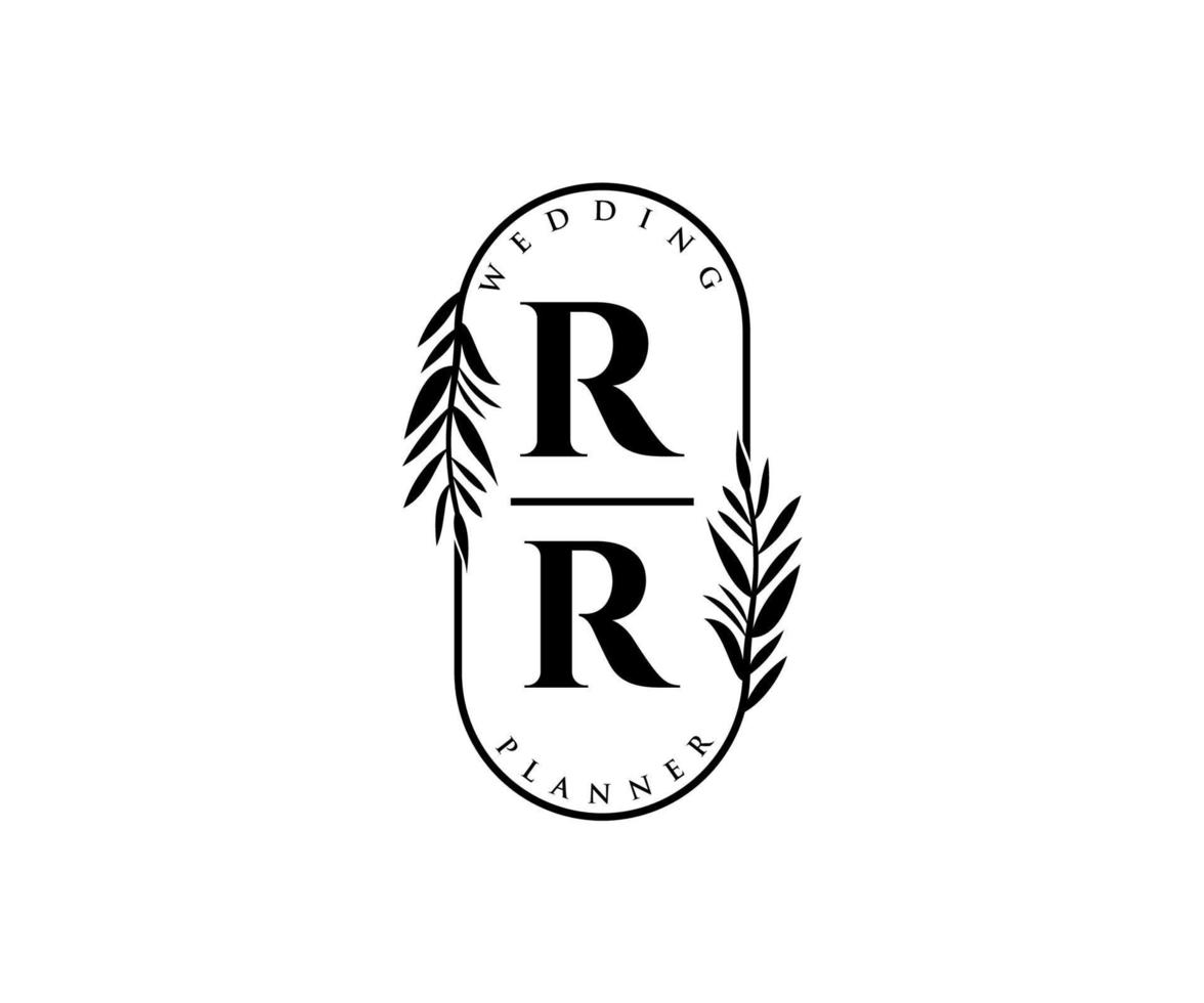 rr initialer brev bröllop monogram logotyper samling, hand dragen modern minimalistisk och blommig mallar för inbjudan kort, spara de datum, elegant identitet för restaurang, boutique, Kafé i vektor